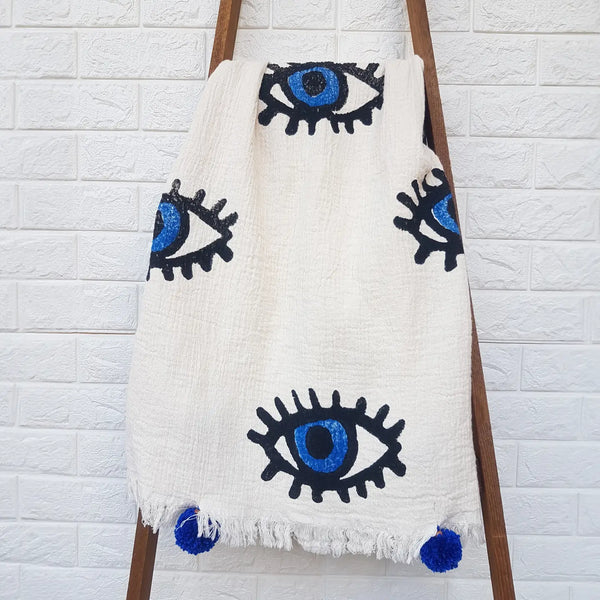 Evil Eye Blanket - Blue