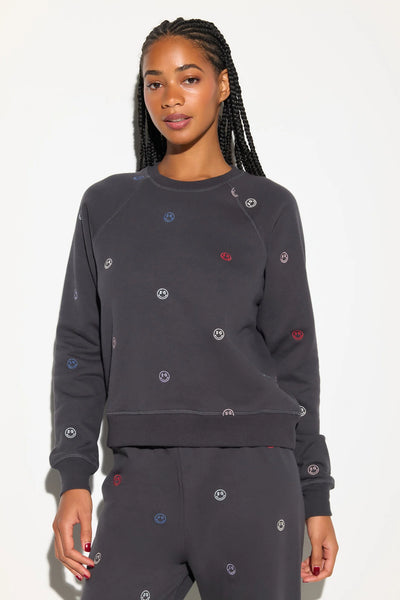 All Smiles Forever Cozy Crew- Vintage Black
