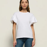 Camille Ruffle Sleeve Top - Optic White