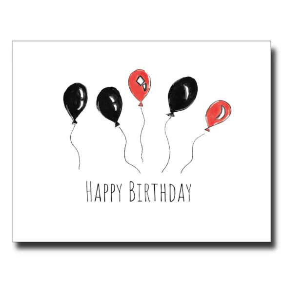 Red and Black Balloons Card