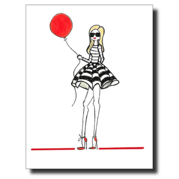 Girl With Red Balloon Card
