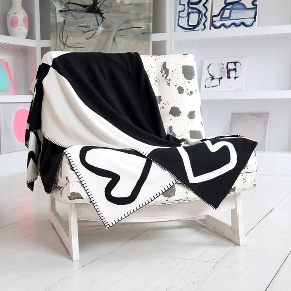 Imperfect Heart Quad Blanket - Black