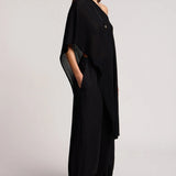 Floren Long Linen Top - Black