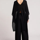 Floren Long Linen Top - Black