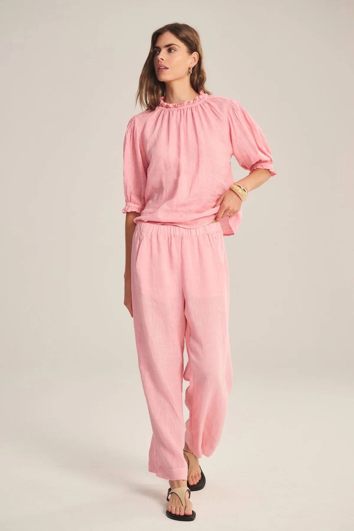 Lola Linen Pant - Rose Dust