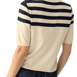 Long Weekend Sweater Tee - Toasted Almond/ Navy Stripe