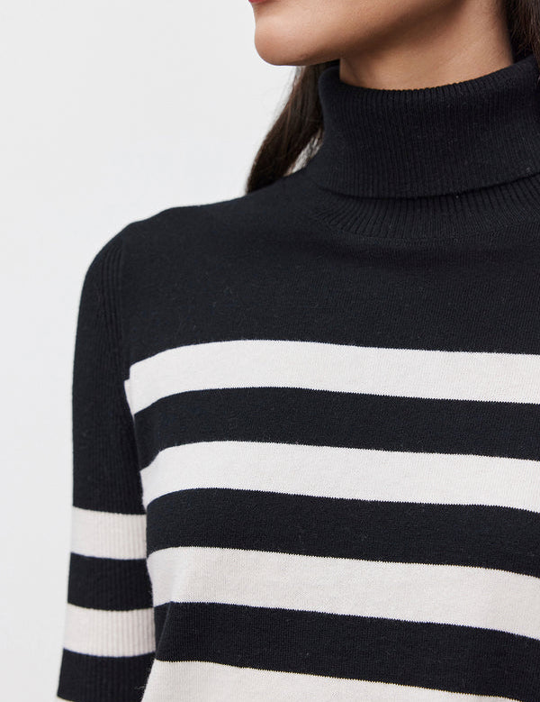 Korie Cashmere Mock Neck - Black Chalk