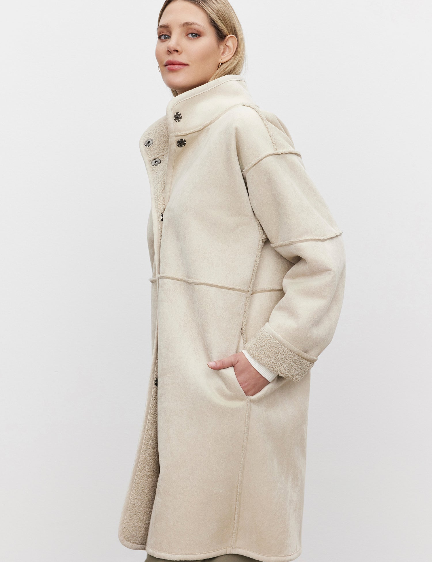 Cara Lux Sherpa Coat - Ecru