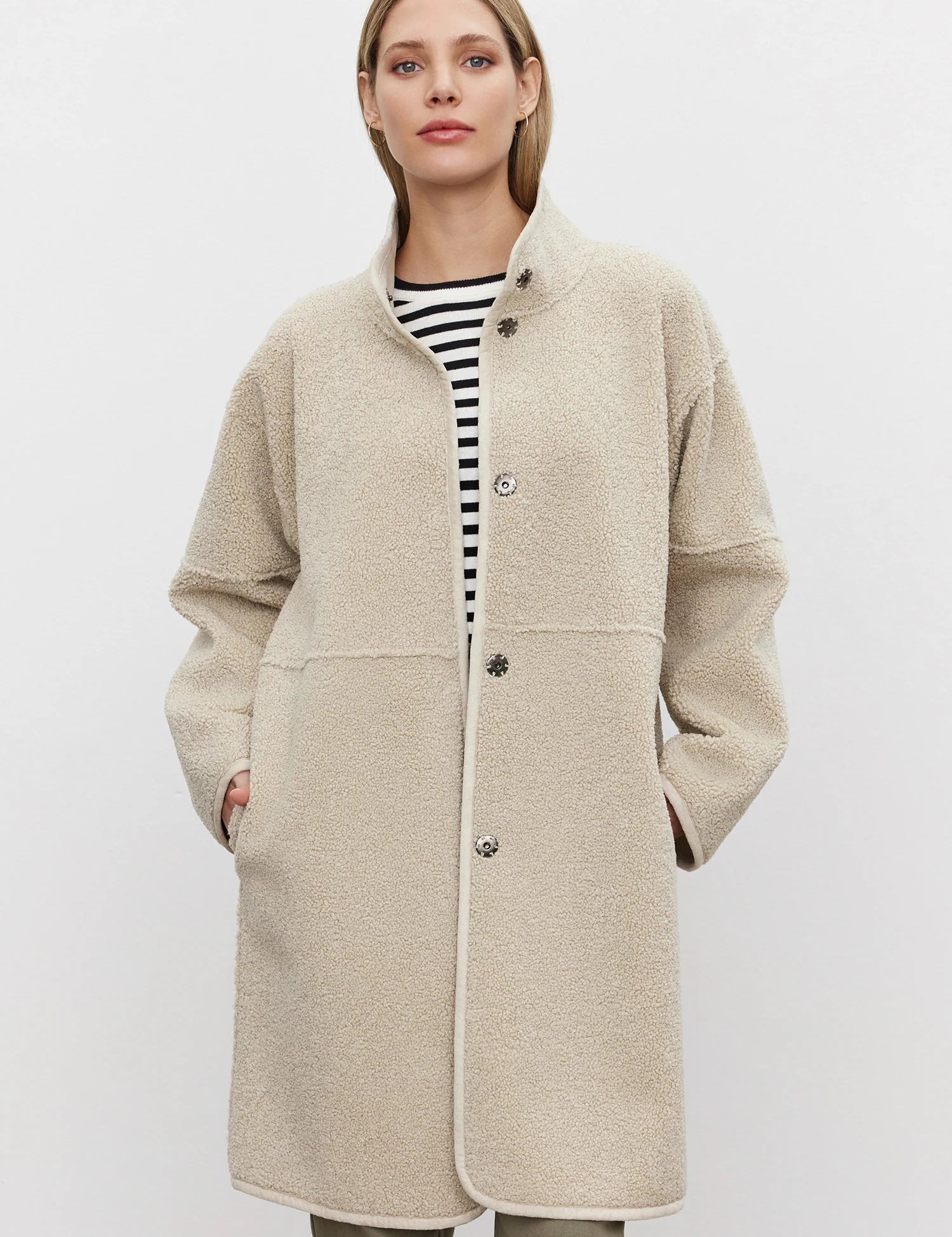 Cara Lux Sherpa Coat - Ecru