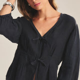 Martha Linen Top - Black