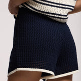 Jenifer Mesh Cotton Shorts - Navy