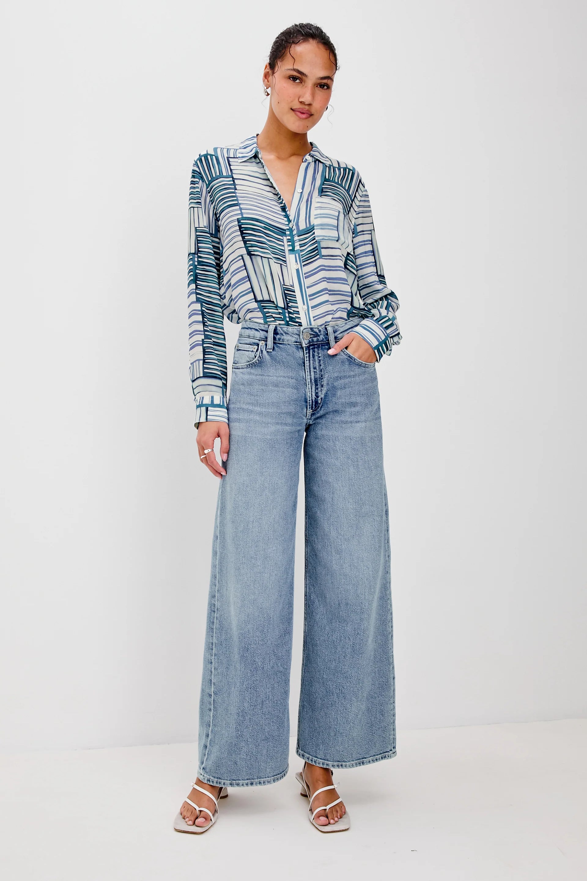 Josephine Shirt - Marine Mixed Stripe