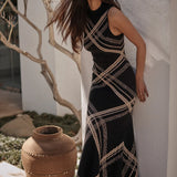 Anara Stretch Knit Dress - Plaid Jacquard