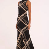 Anara Stretch Knit Dress - Plaid Jacquard