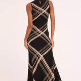 Anara Stretch Knit Dress - Plaid Jacquard
