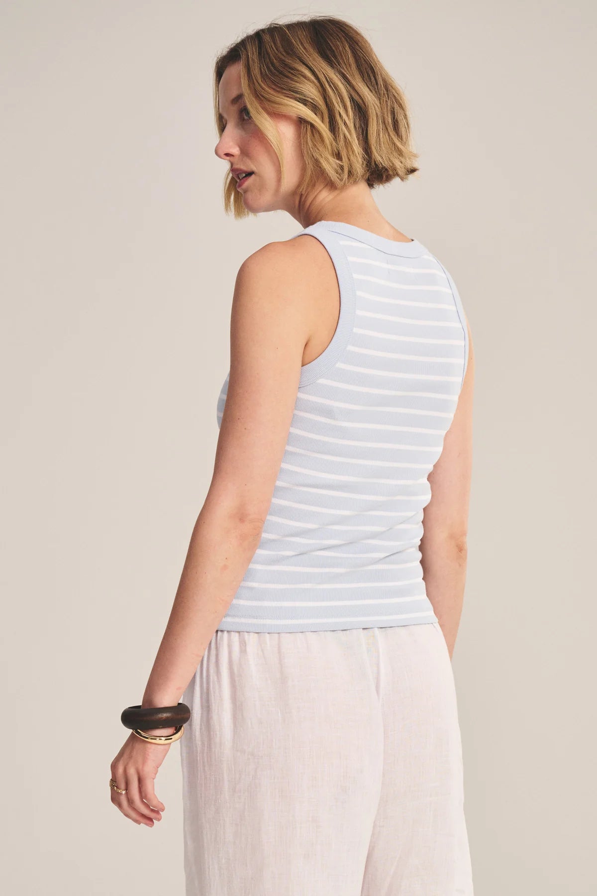 Morie Stripe Rib Tank - Ice