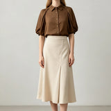 Sherry Chocolate Puff Sleeve - Brown