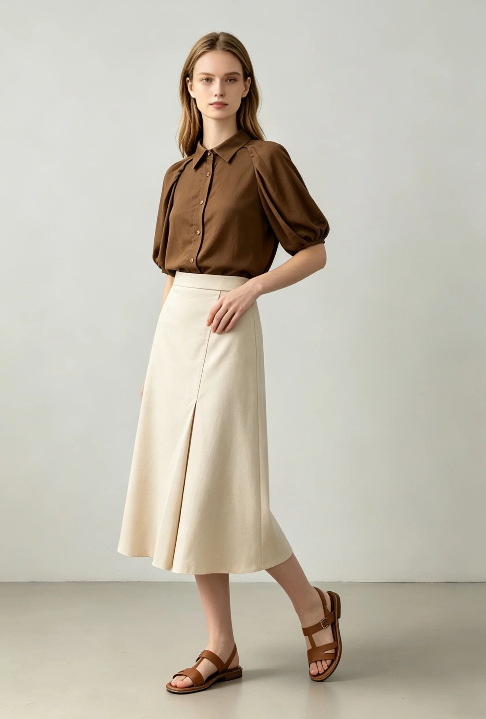 Sherry Chocolate Puff Sleeve - Brown