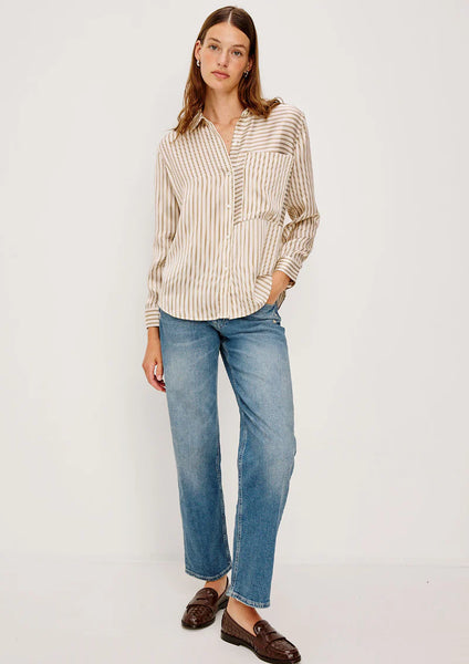 The Spencer Silk Shirt - Bronze Stripe
