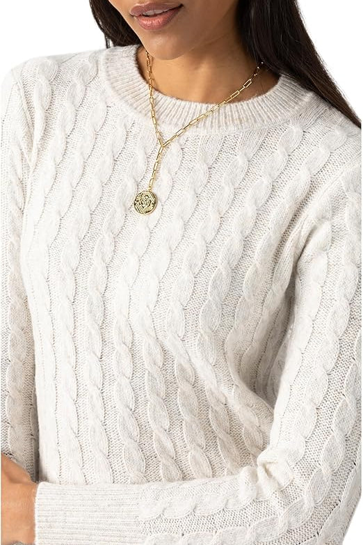 Cable Crew Neck Maxi Dress-Heather Chalk