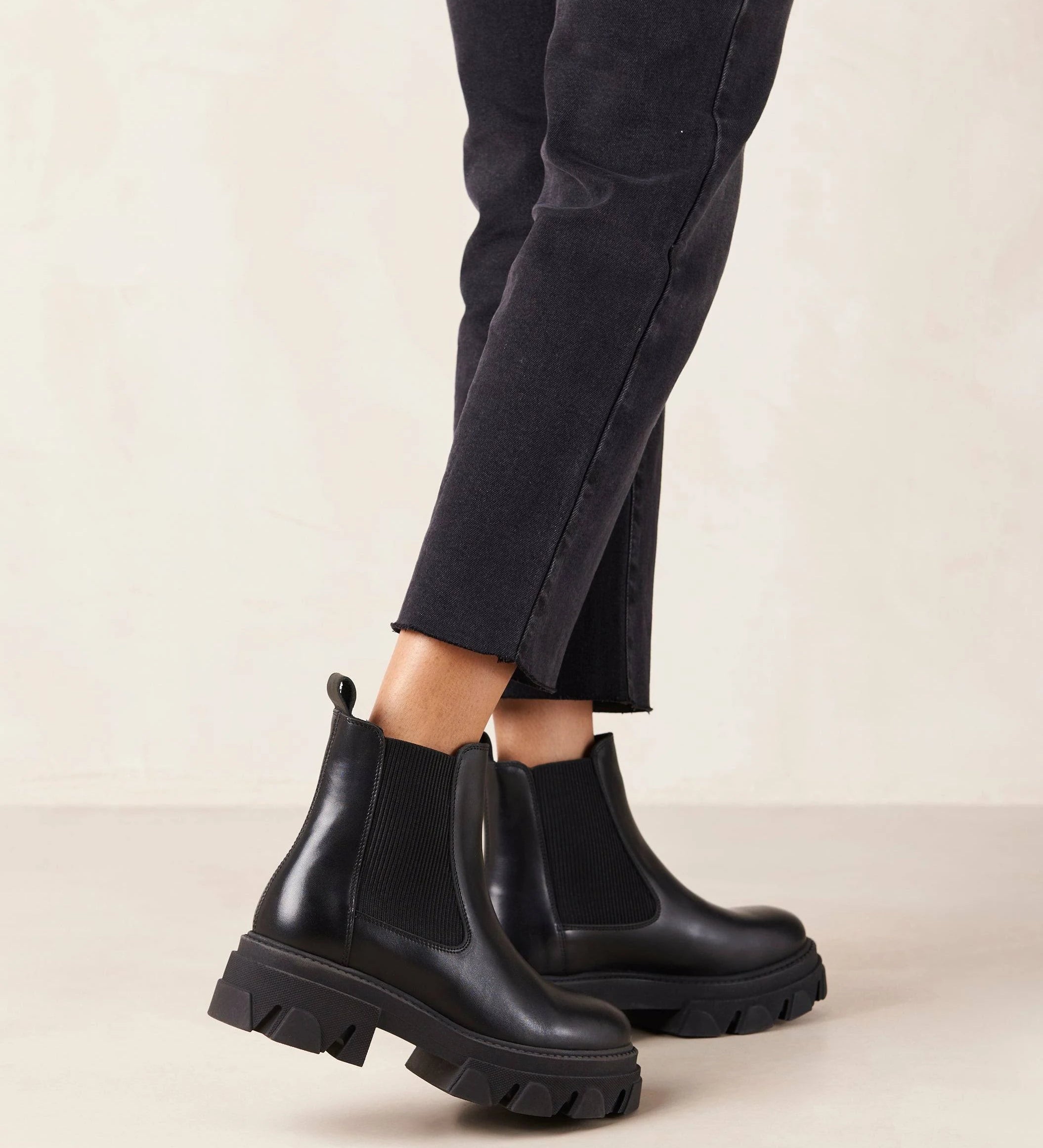 Berenice Black Leather Ankle Boots