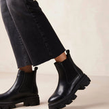 Berenice Black Leather Ankle Boots