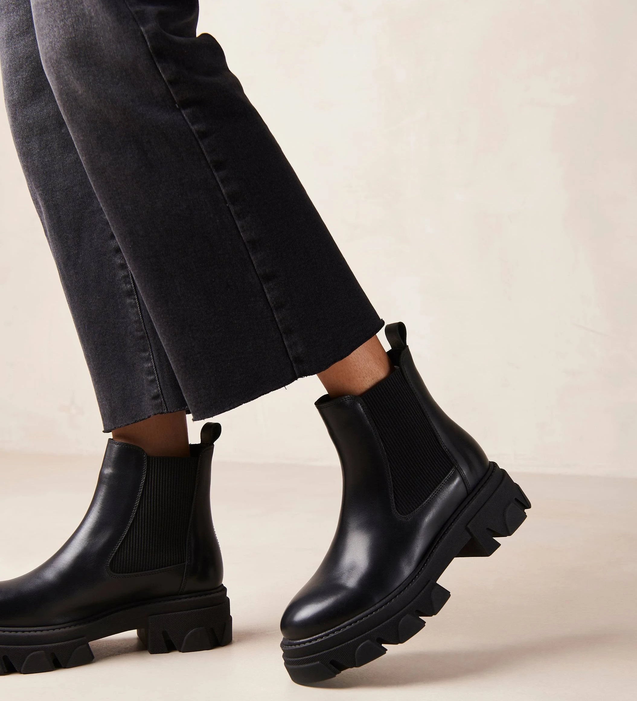 Berenice Black Leather Ankle Boots