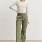 Stretch Cotton Twill Wide Leg Pant- Axe