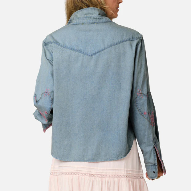 Western Pia Denim Shirt - True Denim/Pink