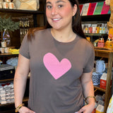 Suke Imperfect Heart Tee - Caramel Earth- Palm Pink