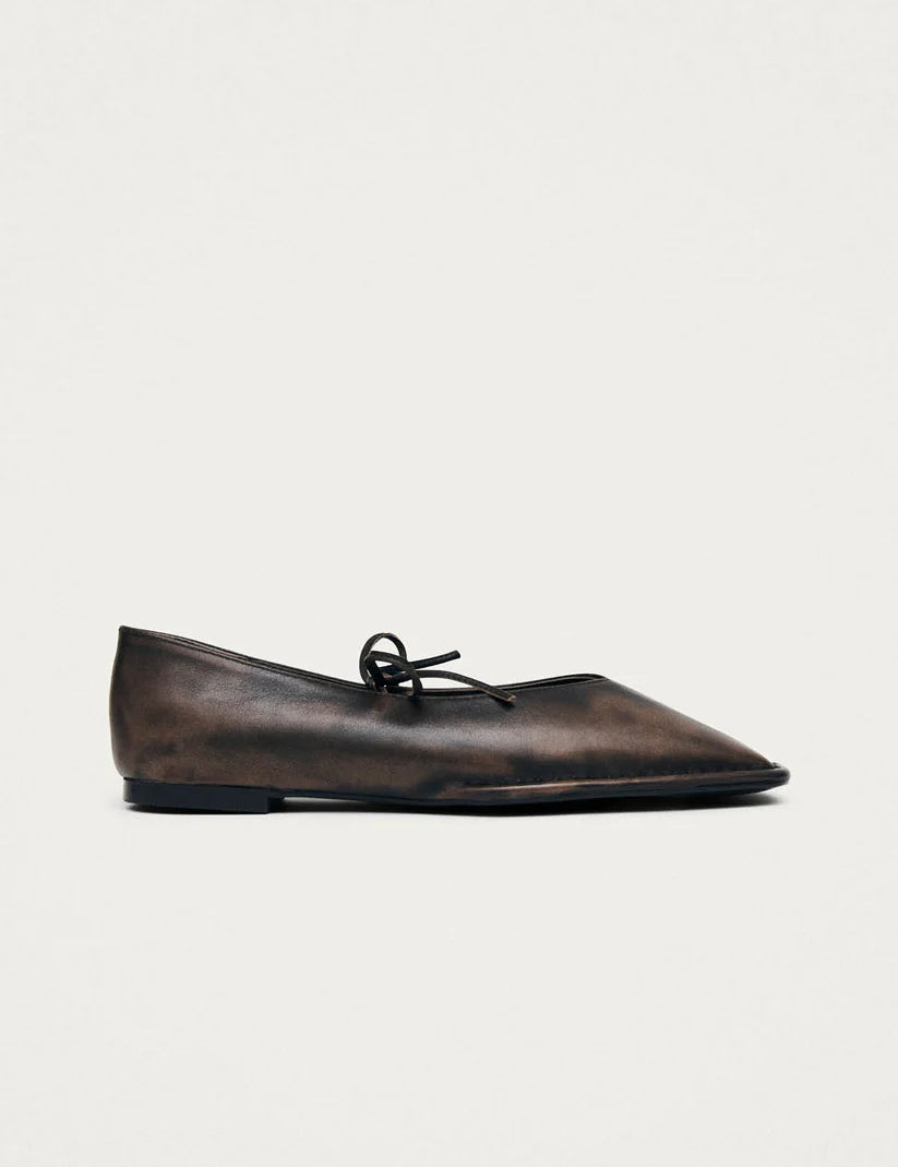 Sway Leather Ballet Flat - Vintage Effect Brown