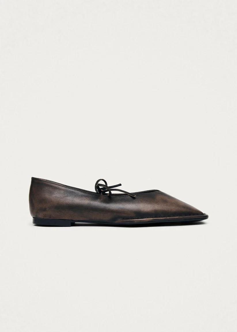 Sway Suede Leather Ballet Flat - Vintage Effect Brown