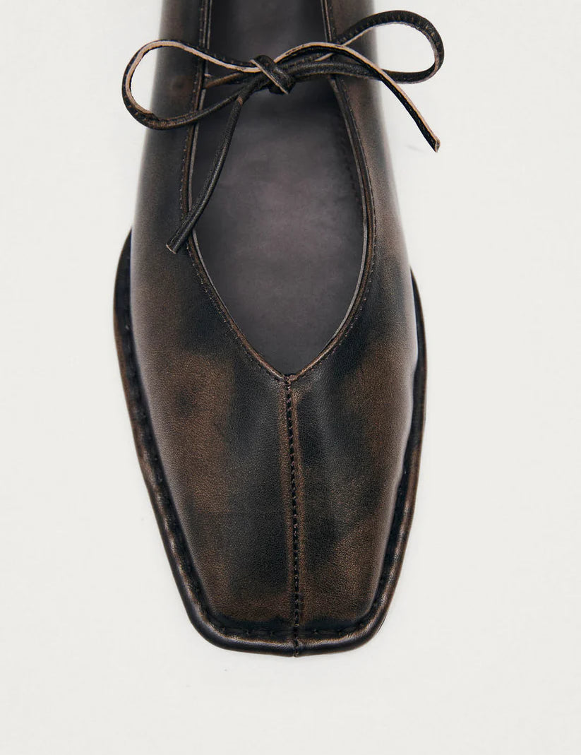 Sway Leather Ballet Flat - Vintage Effect Brown