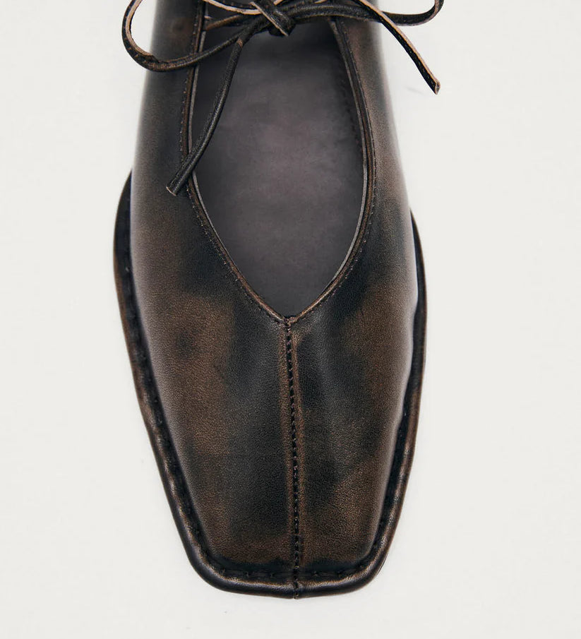Sway Leather Ballet Flat - Vintage Effect Brown