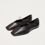 Sway Suede Leather Ballet Flat - Vintage Effect Brown