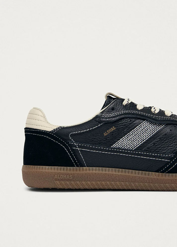 TB. 490 Rife Leather Sneakers - Grain Black & Cream