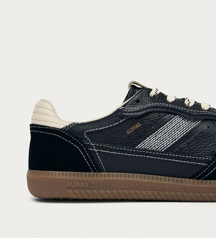 TB. 490 Rife Leather Sneakers - Grain Black & Cream