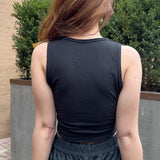 Julian Butter V-Neck Cropped Tank - Black