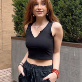 Julian Butter V-Neck Cropped Tank - Black