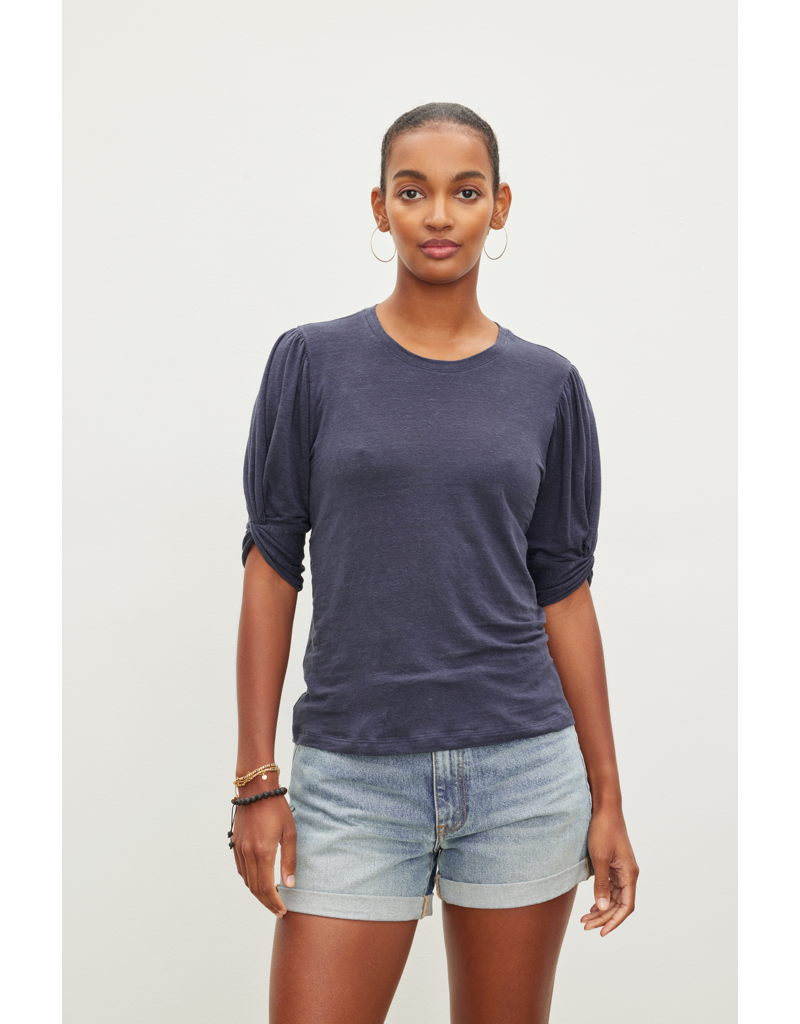 Dee Linen Knit Top - Navy