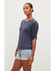 Dee Linen Knit Top - Navy