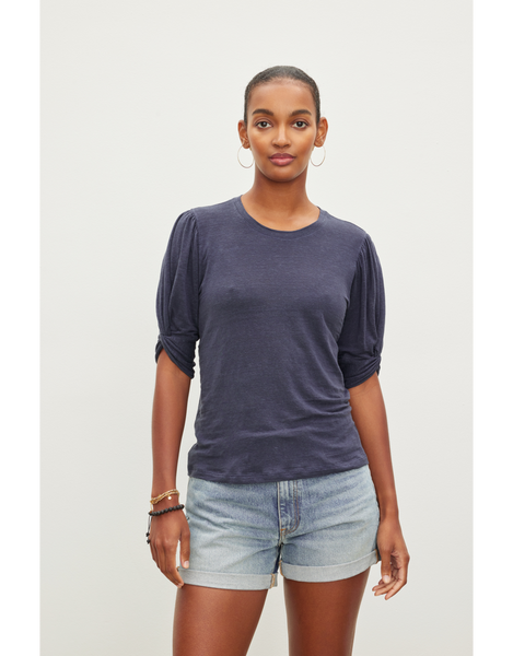 Dee Linen Knit Top - Navy