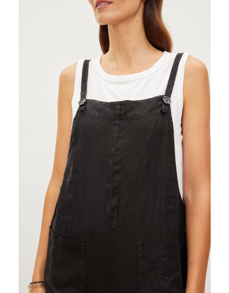 Isabel Woven Linen Jumpsuit - Black