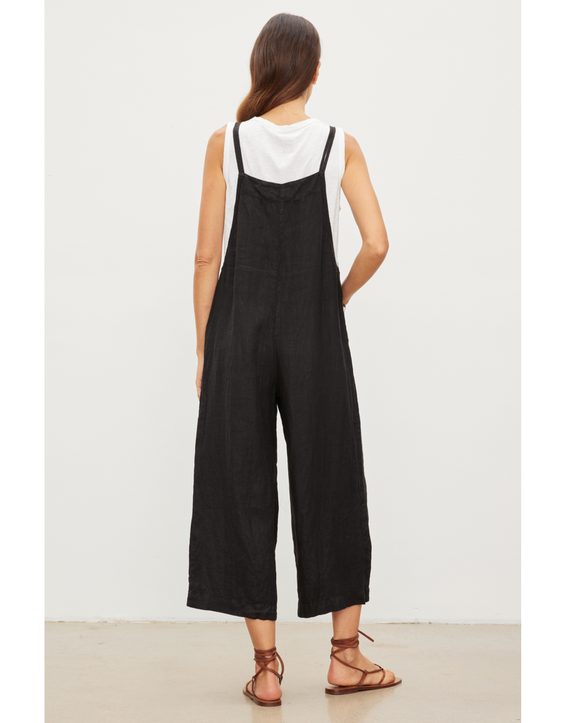 Isabel Woven Linen Jumpsuit - Black