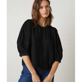 Nancy Silk Velvet Top- Black