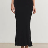 Eza Silk Velvet Skirt- Black