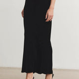 Eza Silk Velvet Skirt- Black