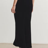 Eza Silk Velvet Skirt- Black