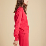 Ynez Organic Fleece Crew Neck- Ruby
