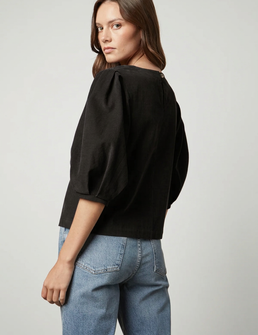 Tarah Corduroy Top- Black